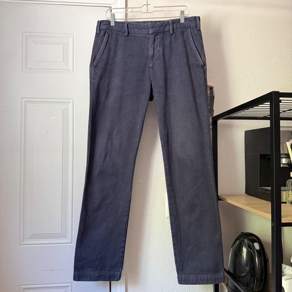 SAVE KHAKI UNITED navy indigo garment dyed cotton straight leg pants